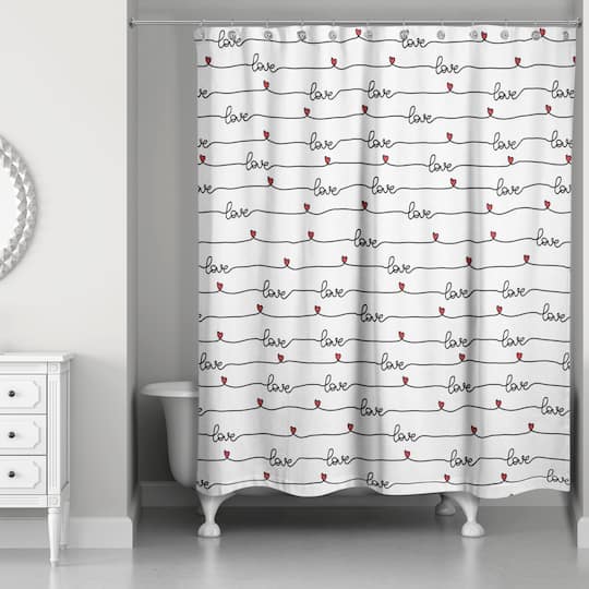 Love Script Pattern 71" x 74" Shower Curtain